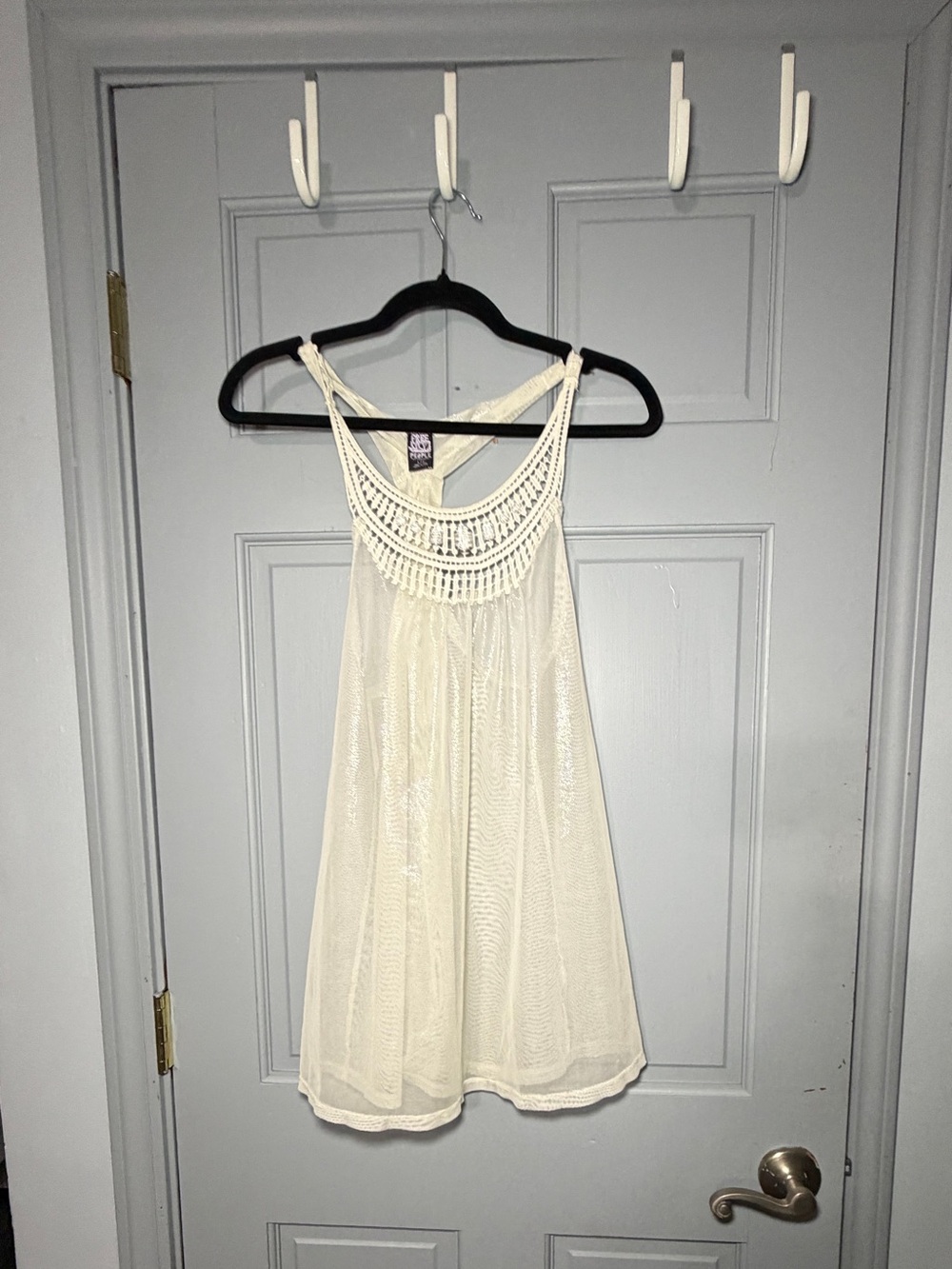 Free People Cream Crochet Yoke Camisole